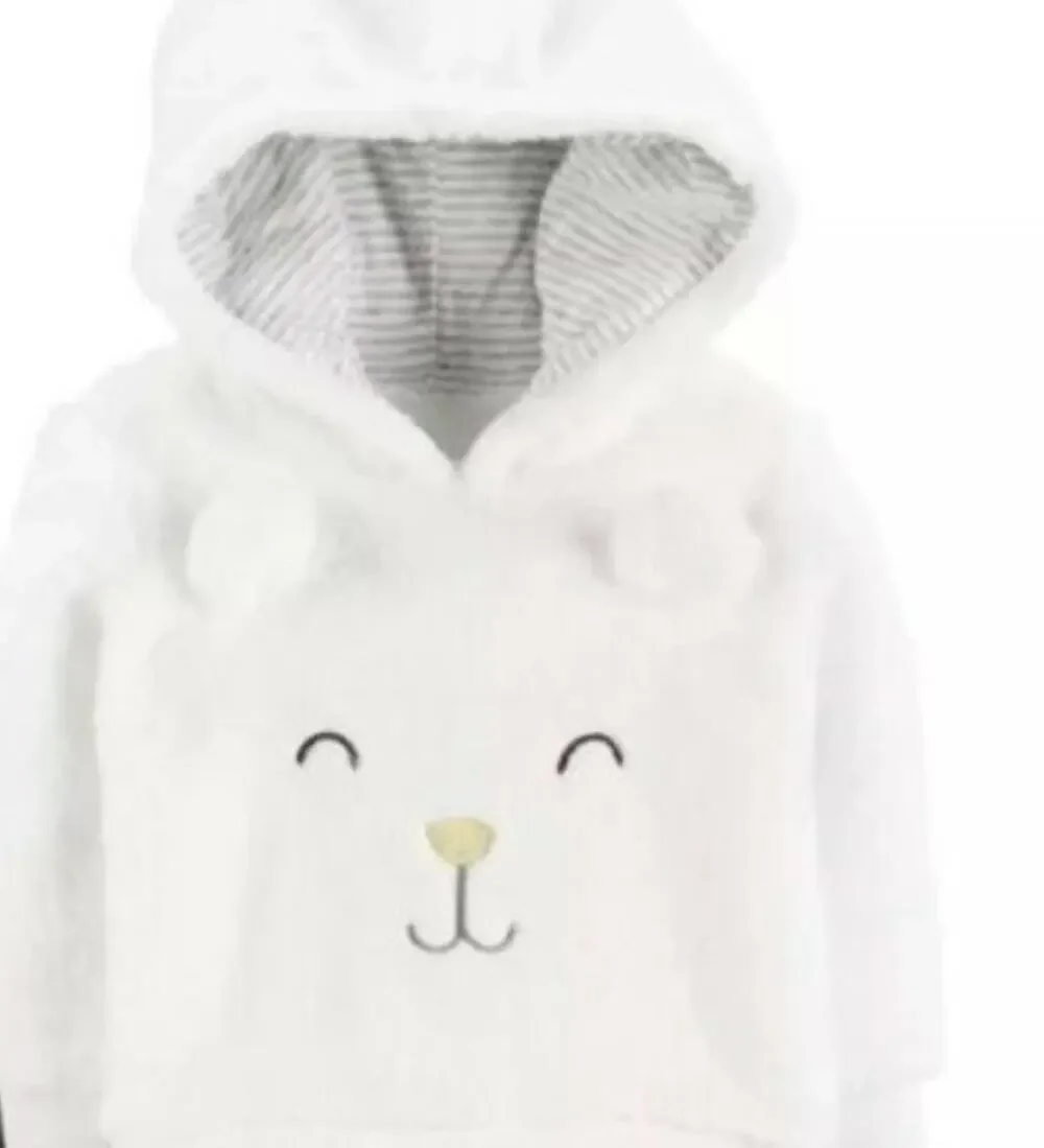 Carter’s 6 Month White Gold faux Fur teddy Hoodie Pullover Sweater New with tags